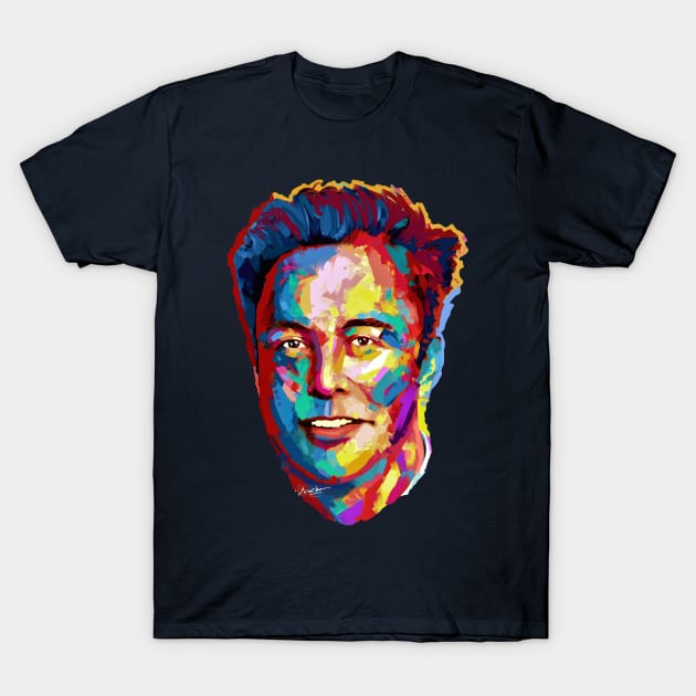 Elon Musk Color Art by Mailson Cello 2021 T-Shirt by mailsoncello